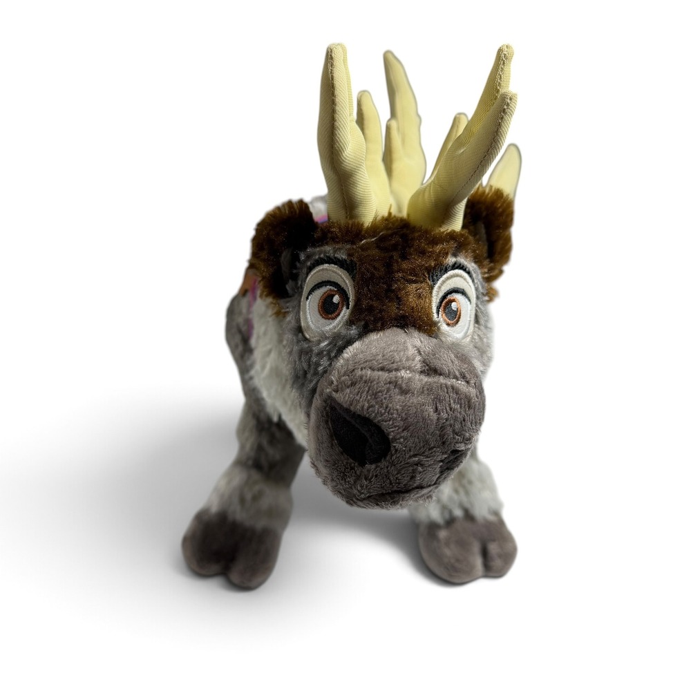 Disney Parks Frozen Sven Reindeer Plush Toy Standing Grey Brown Antlers Harness